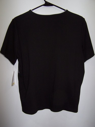 NWT - Alfred Dunner East Hampton Black Top, White Embroidery & Beads Size PM - Picture 3 of 3