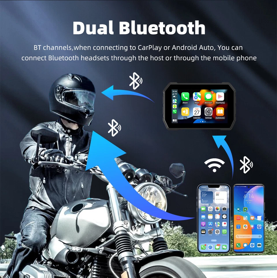 Motorcycle GPS Navigation 5"HD Touch Screen IP67 Waterproof Bluetooth CarPlay - Image 4 of 4