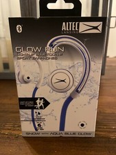 New Altec Lansing MZX890L-WHT Run Bluetooth Earbuds - Snow With Aqua Blue Glow