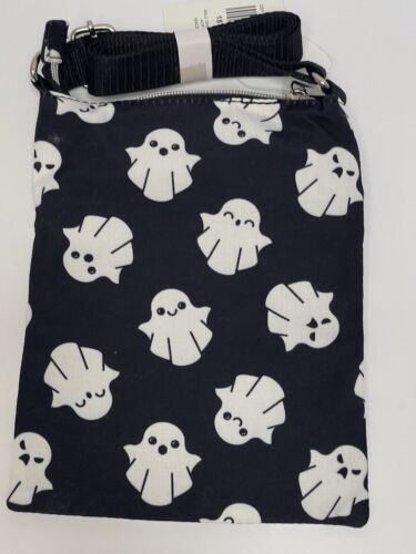 Cute Halloween Spooky Ghosts / Ghostie Passport Crossbody Bag Purse Black NWT - Picture 2 of 4