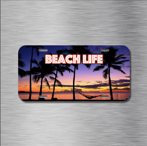 Beach Life License Plate Vehicle Auto Tag Ocean Sea Florida Palm Trees FREE SHIP - Picture 3 of 3