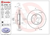 2X Brembo 09.A706.11 Bremsscheibe FüR KIA
