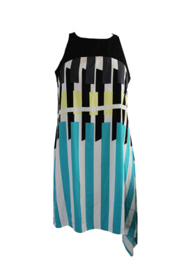 Alfani Schwarz Multi Bedruckt Taschentuch Kleid 8