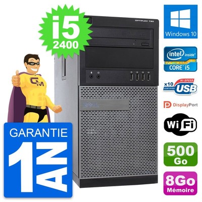 PC tour Dell Optiplex 790 MT Intel i5-2400 RAM 8Go Scheibe 500Go Windows 10 Wifi