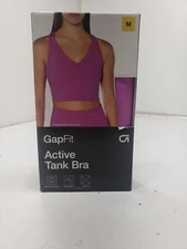 GapFit Ladies Active Tank Bra Size M Rosebud Removable Pads V-Neck Breathable