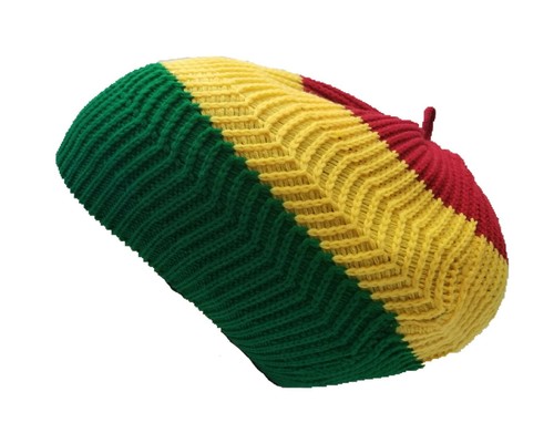 Rasta Colors Dreadlocks Tam Hat Beret Cap Reggae Marley Jamaica Red Yellow M/L - Picture 8 of 8