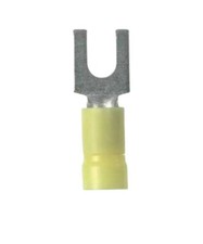 Vinyl-Insulated Fork Terminals, 12 to 10 AWG, Stud 6, Yellow 25 ct 