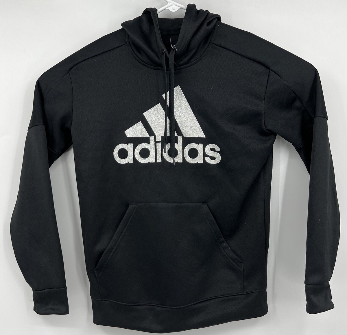 Adidas Climawarm Women's Shine Logo Hoodie Dark Black Silver Shine