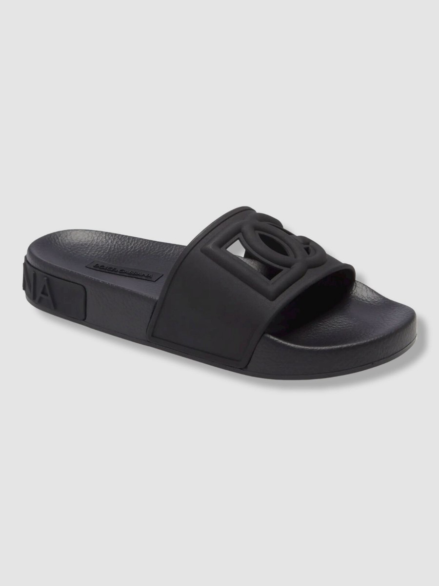 【関税&送料込み】Dolce & Gabbana Slide Sandals With Cut O $349 Dolce & Gabbana Women's Black DG Cutout Slide Sandals