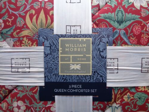 NEW WILLIAM MORRIS STRAWBERRY THIEF RED QUEEN MULTI SHAMS COMFORTER FLORAL SET - Picture 14 of 16