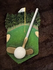 Batesville Casket Life Symbols Golf Coffin End Plaque Memorial-Hand Painted 2000