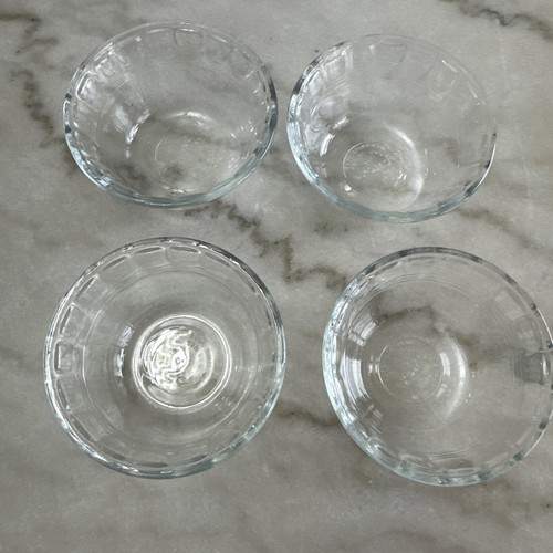 Juego 4 tazas natillas vintage Pyrex 463A vidrio transparente 3 anillos p463 - Imagen 3 de 14