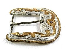Large Vintage Silvertone  Goldtone Ranger Belt Buckle 71217