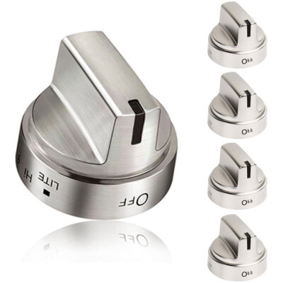 Silver Control Knob Compatible with GE Gas Range Stove WB03X24818 5PCS