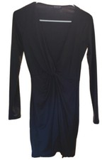 Fashion Nova Women's Long Sleeve Knot Front Dress Black Size XSmall