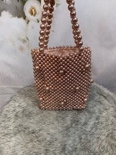 Lisa Parcell Mini Beaded Top Handle Bag Pink Dust Color Very Cute! Nwts Msrp$119