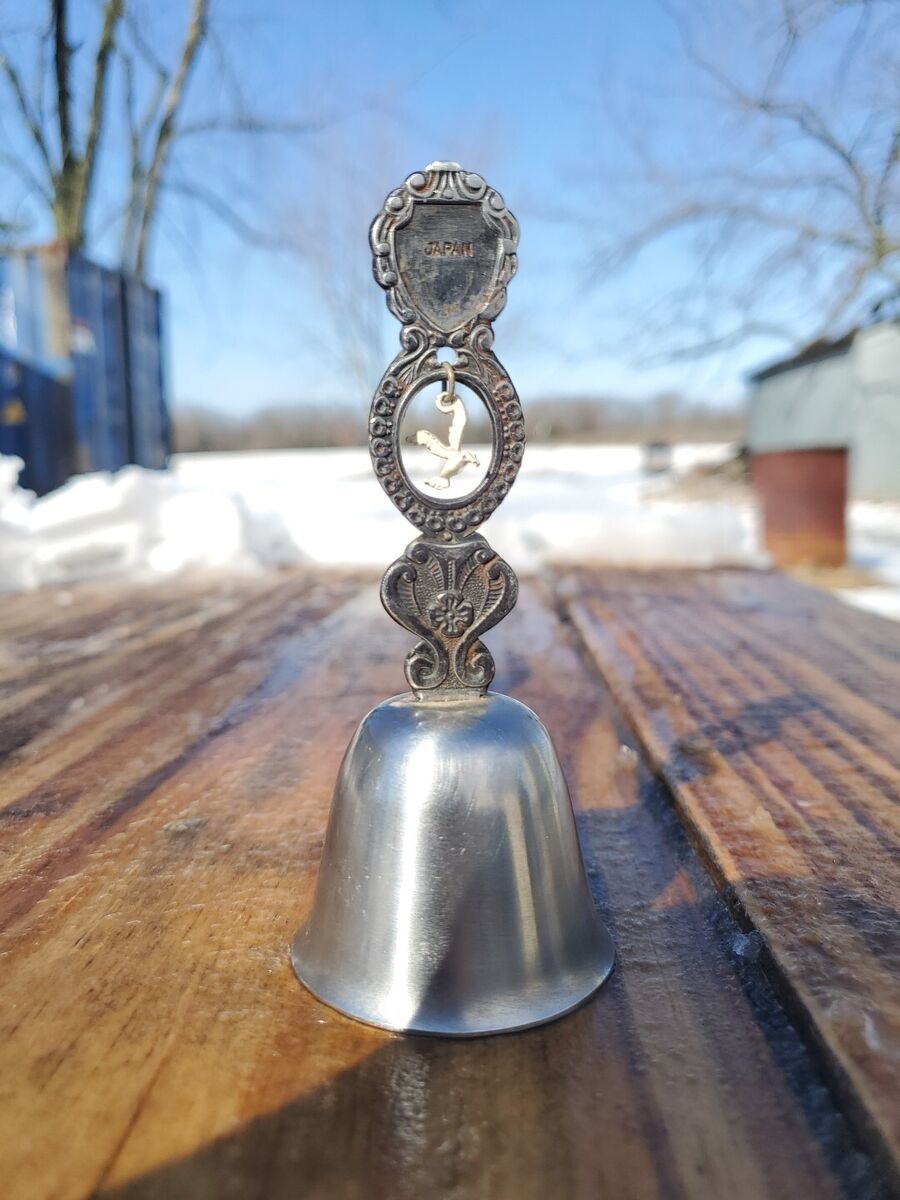 Japan Souvenir Dinner Bell With White Bird Union Japan Rare Japan Souvenir Dinner Bell With White Bird Union Japan Rare