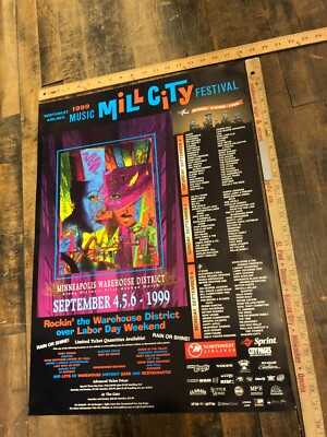 VINTAGE POSTER 1999 Music Mill City Festival Minneapolis Warehouse