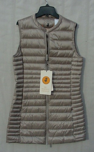 Save The Duck Cindy Long Vest Taupe Beige Women's Puffer Jacket Sz 0/XS $168 NWT - 第 1/8 張圖片