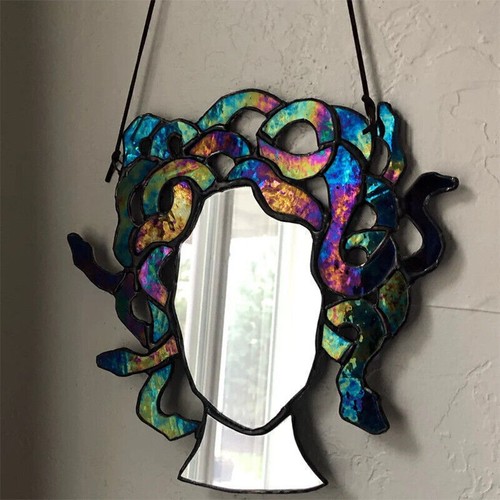 New Stained Glass Medusa Mirror Sun Catcher Wall Window Hanging Home Art Decor - Picture 3 of 8