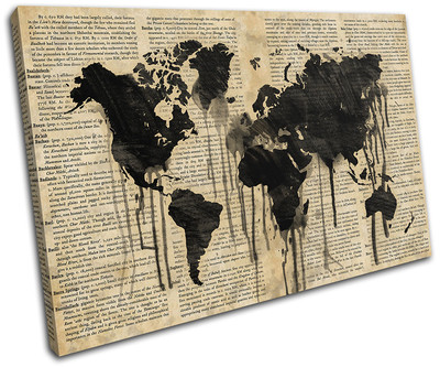 World Atlas Ink Old Vintage Maps Flags SINGLE Leinwand Wand Kunst Bild drucken