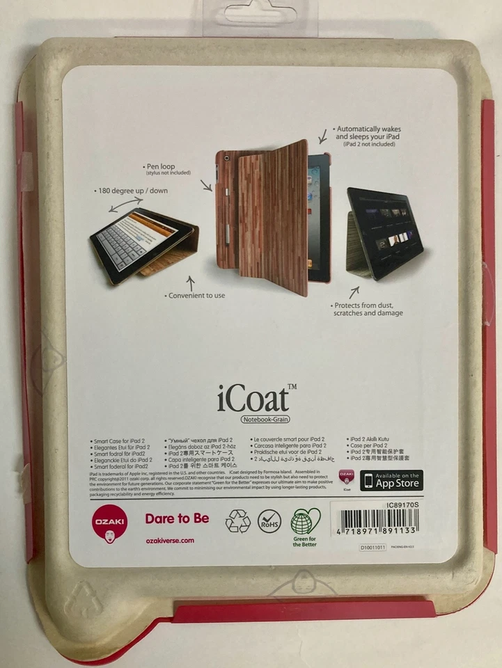 OZAKI iCoat Notebook Grain Hard Case & Smart Cover for iPad 2 - Image 2 of 2