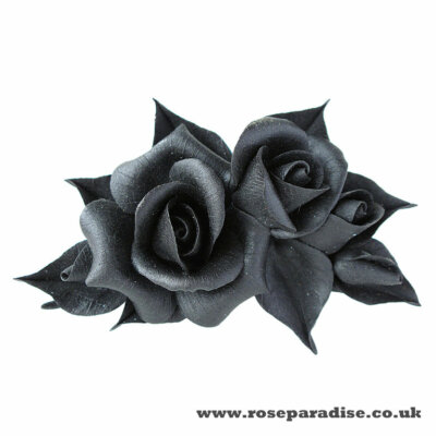 GOTHIC BLACK ROSE BOUQUET BROOCH FLORAL CORSAGE WEDDING