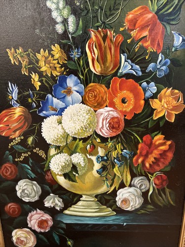 Vtg Original Art Floral and Vase Oil On Canvas Framed 34” x 24” 1995 Signed - Picture 3 of 22