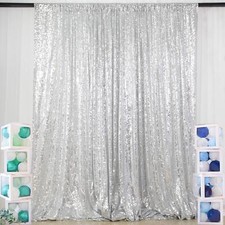 Sequin Curtains Silver 4FTx8FT Sequin Photo Backdrop Silver Sequin Backdrop C...