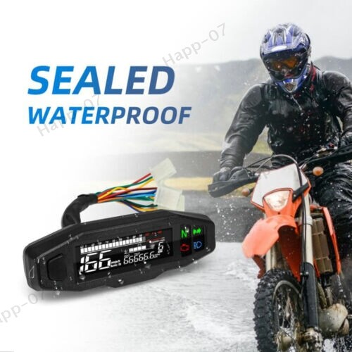 New Motorcycle LCD Digital Odometer Speedometer Tachometer Gauge Meter W/Bracket - Picture 2 of 11