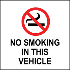 NO SMOKING IN THIS VEHICLE  Adhesive Vinyl Sign Decal