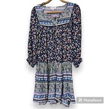 UMGEE size small bohemian tie neck balloon sleeve 3/4 sleeve knee length dress