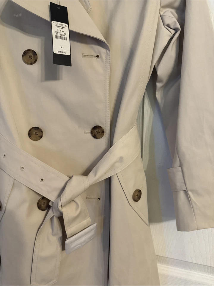 Abrigo de primavera Talbots Petites beige talla 2P para mujer nuevo con etiquetas originalmente $189 Foto 2 de 4