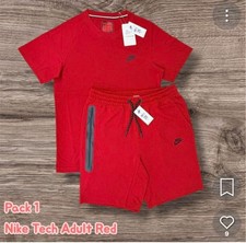 Men Nike Tech Short Set Red Size Large