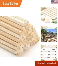 50 Pieces Balsa Wood Sticks 1/2 x 1/2 x 12 Inch Hardwood Square Wooden Dowels Un