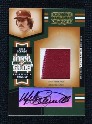 2005 Donruss Prime Patches Jersey Number 27/30 Mike Schmidt Patch Auto HOF 5xh