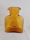 BLENKO GLASS AMBER DOUBLE SPOUT WATER BOTTLE CARAFE 8"