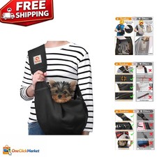 Chic Black Adjustable Sling Carrier for Small Dogs  Cats - Zip Pocket Included