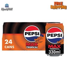Image of Pepsi Max Tropical 330ml Cans Pack of 24 Pepsi Max Tropical 330ml Cans x24 Zero