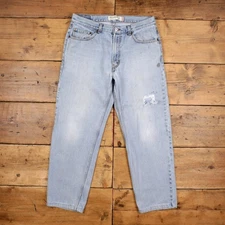 Levis 550 Jeans 34x29 Mens 00s Blue Relaxed Fit Taper Light Stonewash Denim