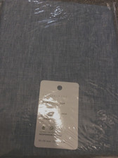 Pottery Barn Classic Belgian Linen Curtain 50X84 Cotton Lining Blue Chambray