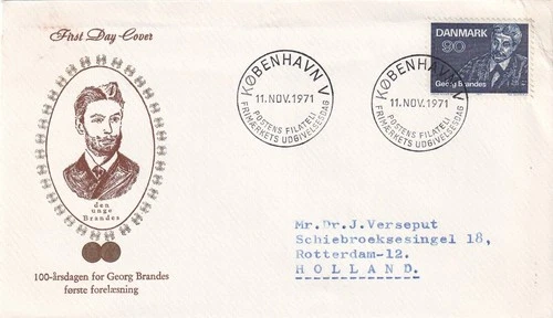 SA25d Denmark 1971 100th Anniv of First Lectures Given by Georg Brandes, FDC
