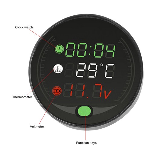 *9‑24V LED Digital Display Motorcycle Water Temperature Meter USB Rechargable - Zdjęcie 6 z 12