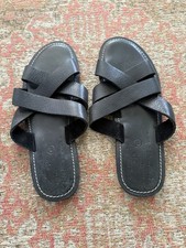 Allsaints Leather Slider Sandals Mens Size UK 10 EU 44 Black Holiday Beach