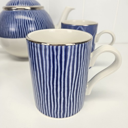 Lovely Arthur Wood Teapot Set With 4 Mugs. Blue & Platinum Accents. NICE! - Bild 10 von 20