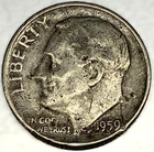 1959-D Roosevelt Dime - Circulated Condition - 90% Silver - US Coin - 2999