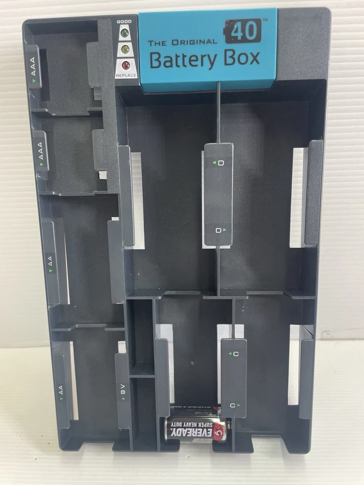 Battery Storage Box Caddy Tester For Home & Workshop Mountable D C AA AAA 9V - Image 2 of 4