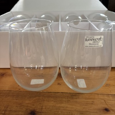 Ravenscroft Crystal Stemless Wine Glasses 8 Glasses Nib-Bordeaux/Cabernet/Merlot