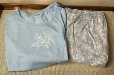 BLAIR WOMENS 2XL Light Blue Floral Print Pants 2-pc Tunic Legging Pajama Set