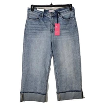 MoCo Boutique Women's 14W Cuffed Wide Leg Tummy Control Cropped Jeans – NWT